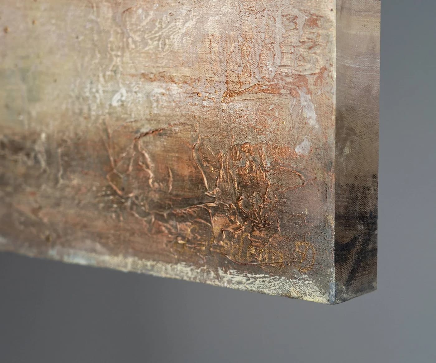 YS-Art Gemälde Goldbaum Abstrakt Handgemalt Leinwand Braun Gold - Bild 5