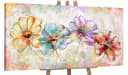 YS-Art Gemälde Schöne Blumen Bunt Gold Handgemalt Leinwand Bild 2