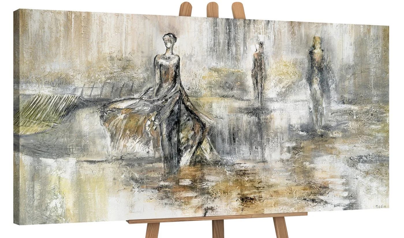 YS-Art Gemälde Modenschau Handgemalt Abstrakt Braun - Bild 2