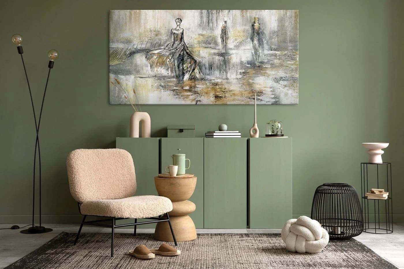 YS-Art Gemälde Modenschau Handgemalt Abstrakt Braun - Bild 5