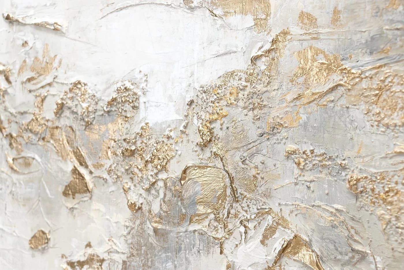 YS-Art Handgemaltes Leinwandbild Abstrakt Gold Weiß Beige Gelb