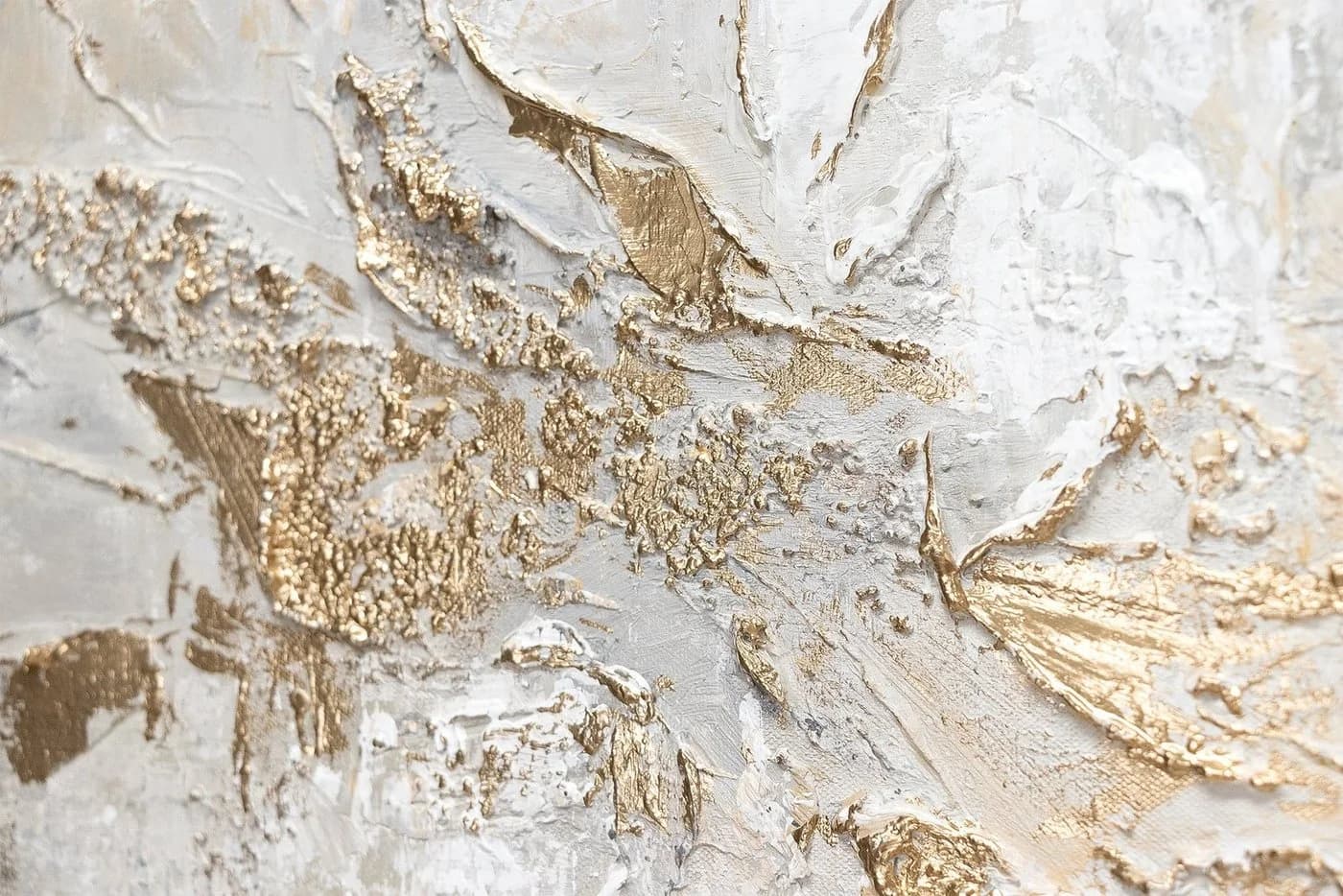 YS-Art Handgemaltes Leinwandbild Abstrakt Gold Weiß Beige Gelb - Bild 3
