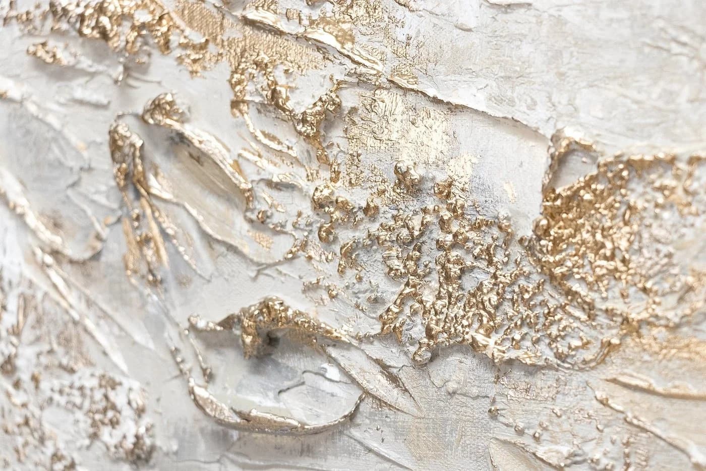 YS-Art Handgemaltes Leinwandbild Abstrakt Gold Weiß Beige Gelb - Bild 4