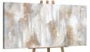 YS-Art Abstraktes Leinwandbild Weiß Beige Gold Handgemalt Bild 2