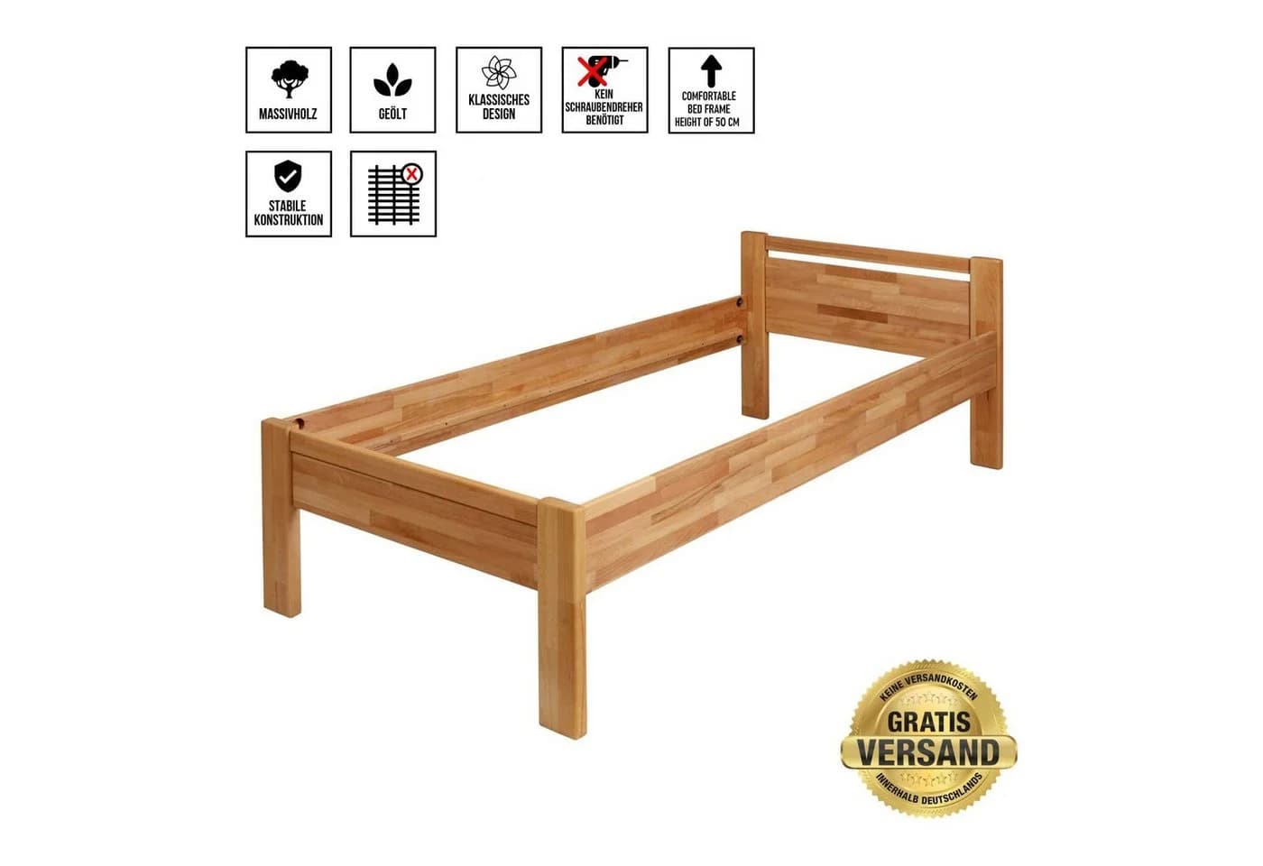 Krok Wood Seniorenbett SiSi Massivholzbett Buche Komforthöhe - Bild 5
