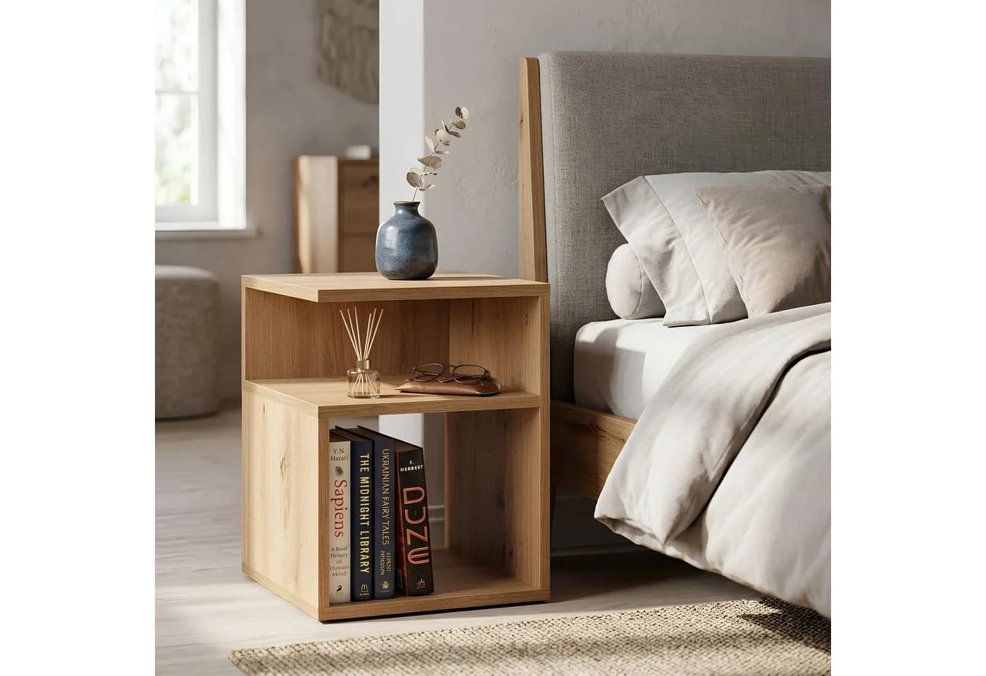 Krok Wood Nachttisch LORA Artisan-Eiche Laminierter Spanplatte - Bild 2