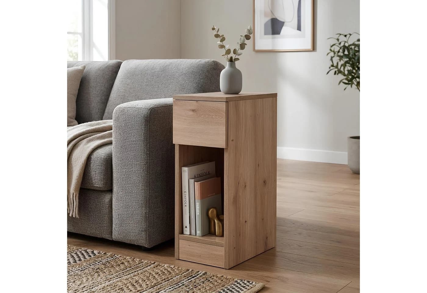 Krok Wood Nachttisch LORA Braun Schmal mit Schublade - Bild 2