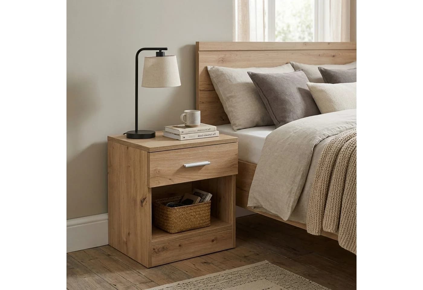 Krok Wood Nachttisch LORA mit Schublade und offenem Fach - Bild 2