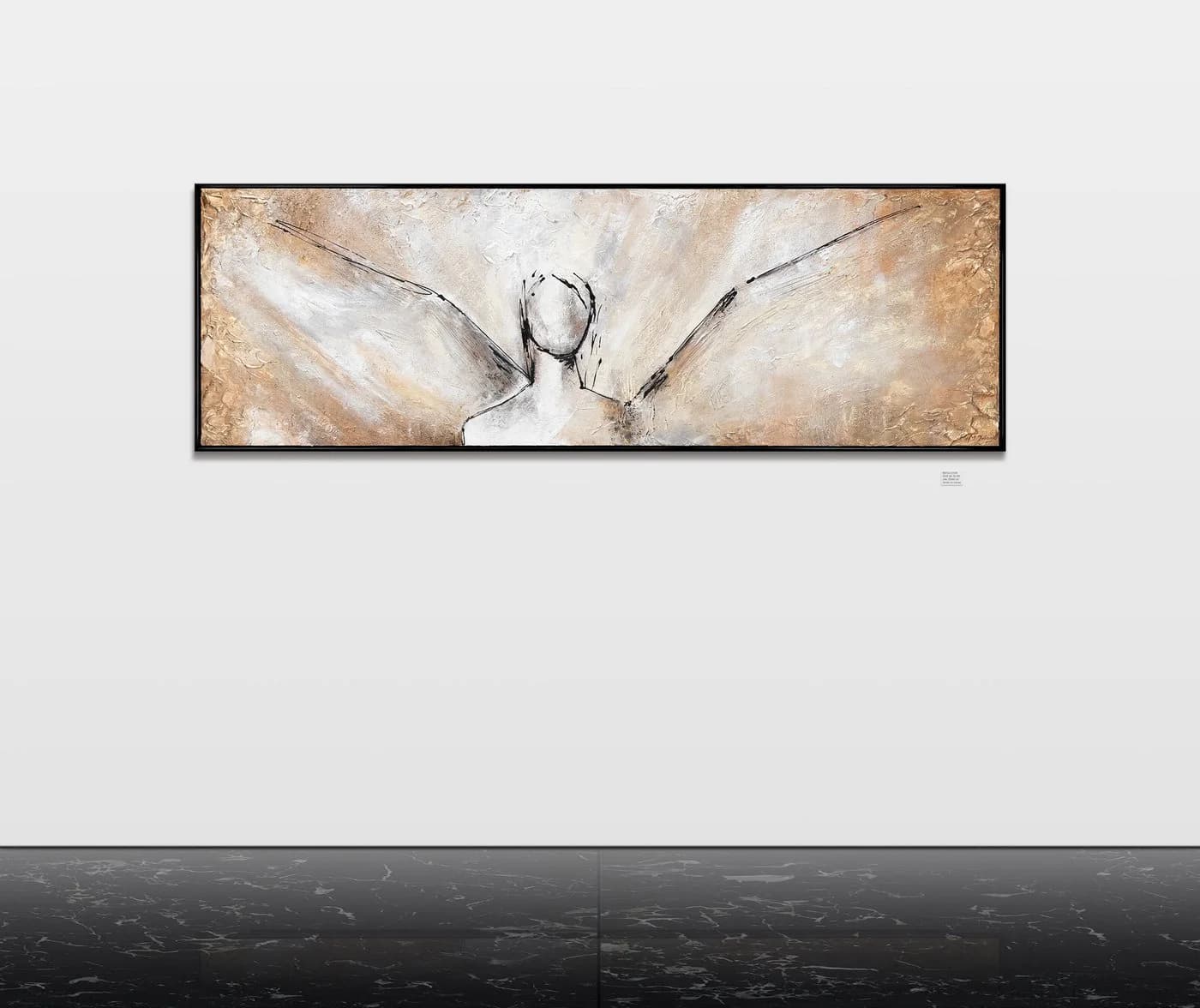 YS-Art Abstraktes Leinwandbild Engel Braun Handgemalt mit Rahmen