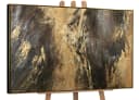 YS-Art Gemälde Spiegelungen III Abstrakt Schwarz Gold mit Rahmen Bild 2