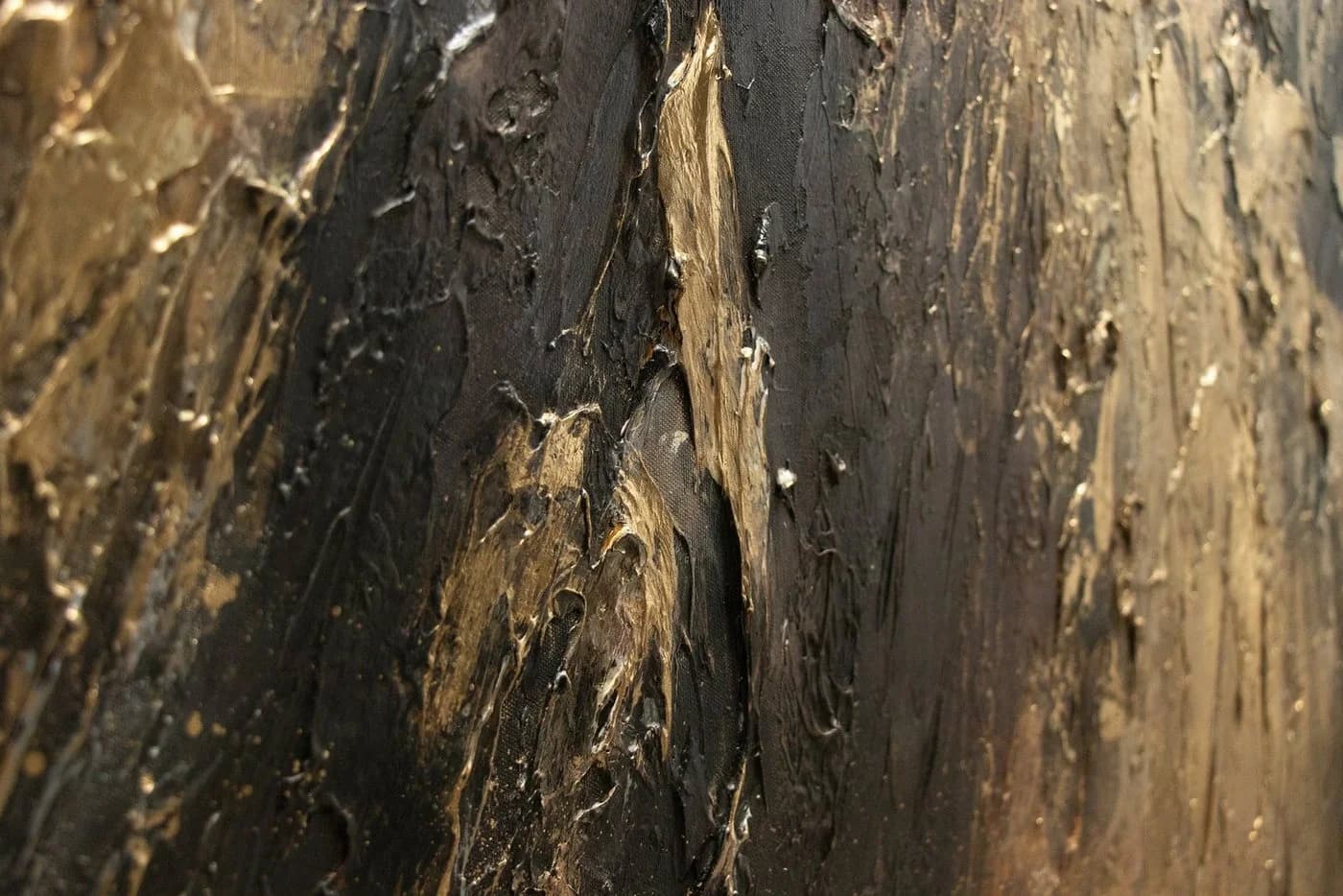 YS-Art Gemälde Spiegelungen III Abstrakt Schwarz Gold mit Rahmen - Bild 5