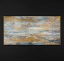 YS-Art Gemälde Goldene Bucht, Abstraktion, Leinwandbild mit Gold, gerahmt Bild 1