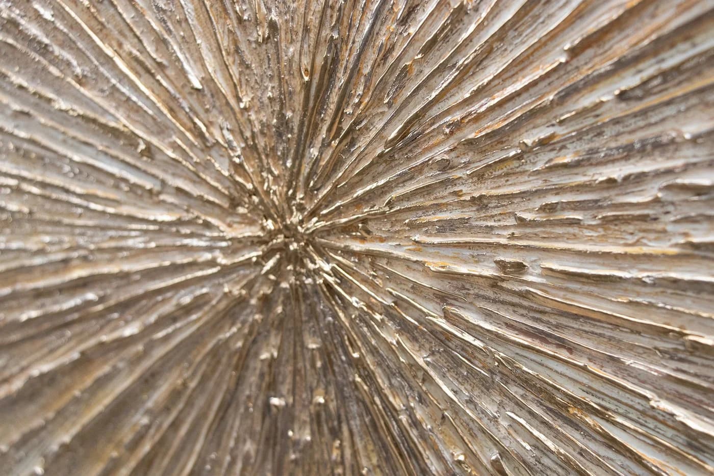 YS-Art Gemälde Sonnenstrahlen Abstraktes Leinwandbild Handgemalt Weiss Gold