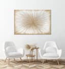 YS-Art Gemälde Sonnenstrahlen Abstraktes Leinwandbild Handgemalt Weiss Gold Bild 4
