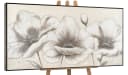YS-Art Gemälde Blumen II Beige Schwarz Weiß mit Rahmen Grau Bild 2