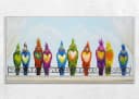 YS-Art Gemälde Lustige Vögel auf Leinwand Handgemalt Bunt mit Weißem Rahmen Bild 1