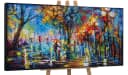YS-Art Gemälde Herbstliche Allee Handgemalt Leinwand Bild 2