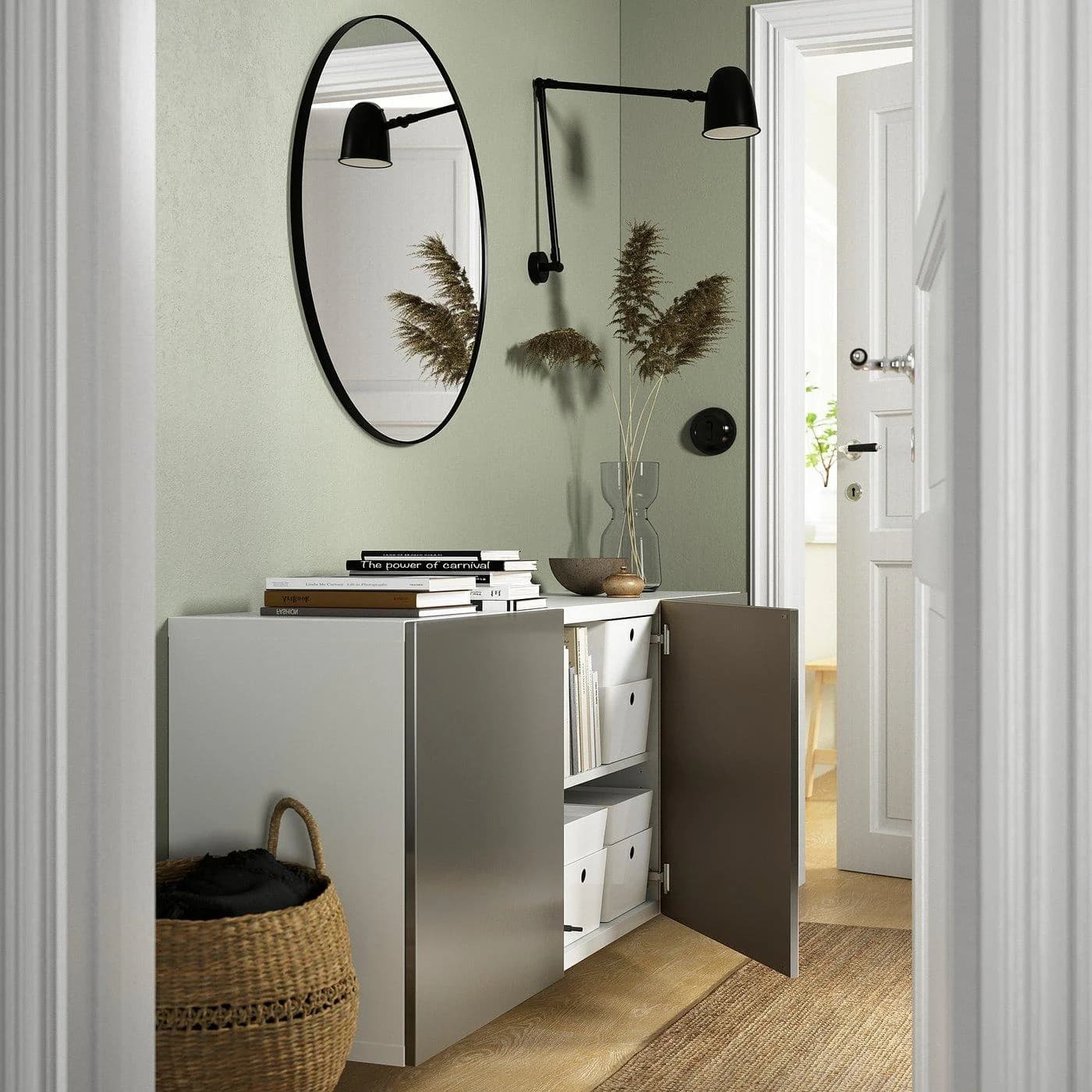 IKEA BESTÅ Schrankkombination für Wandmontage Weiß/Braun