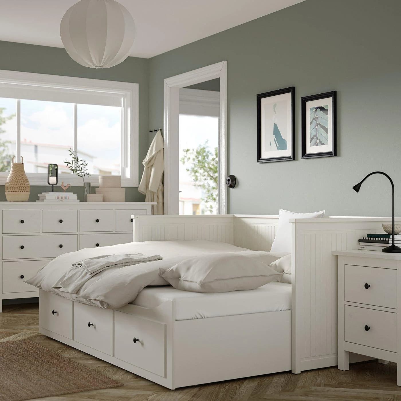 IKEA HEMNES Schlafzimmermöbel 3er-Set Weiß Gebeizt Massivholz