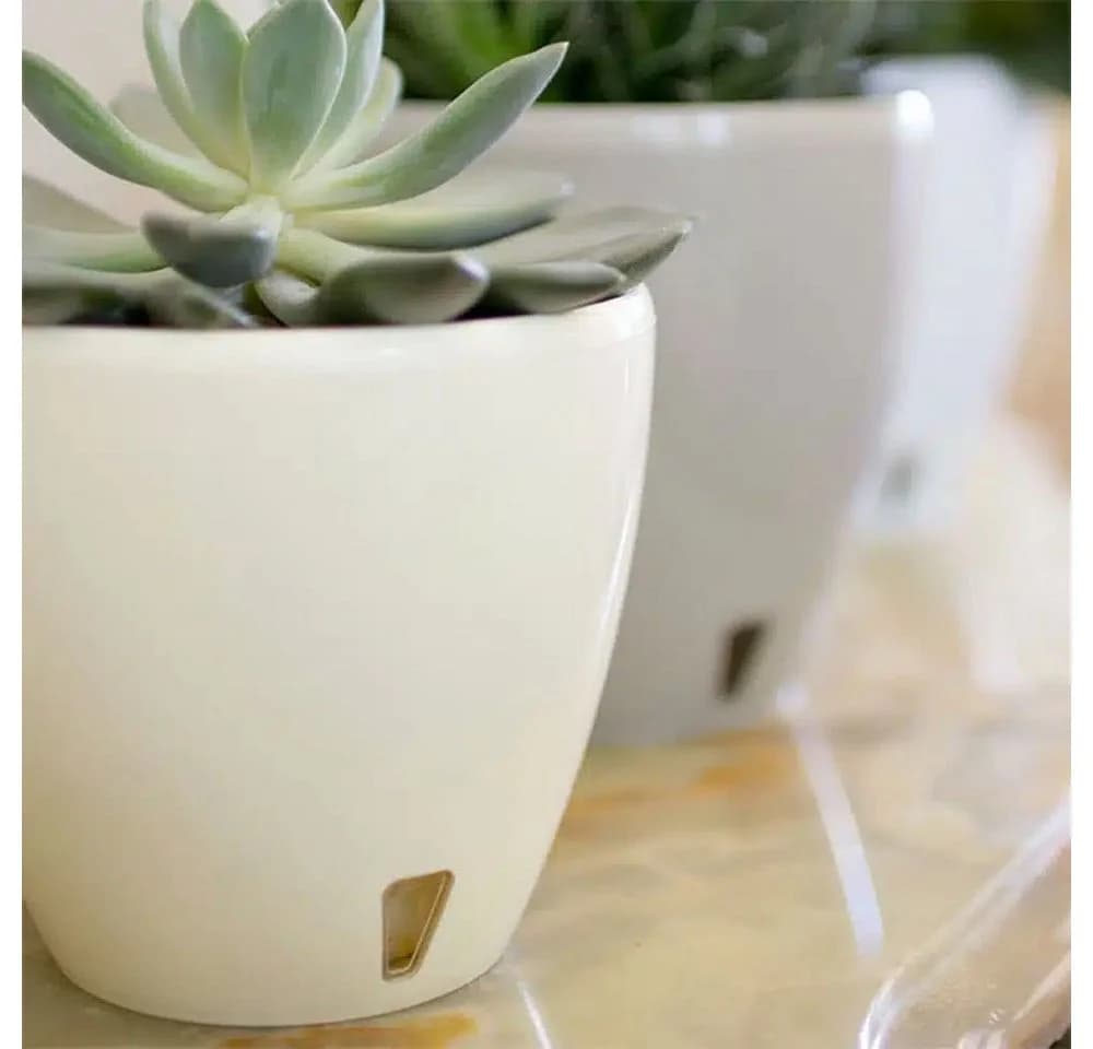 Happy plants Blumentopf Deco Twin Selbstbewässerung beige - Bild 5