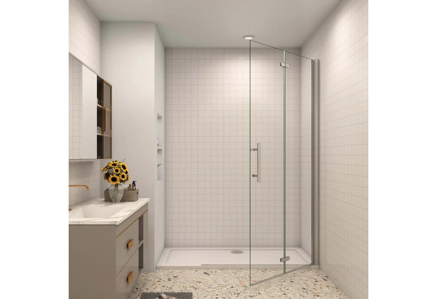 AICA Walk-in-Dusche Faltbar & Drehbar mit ESG-Sicherheitsglas - Bild 3