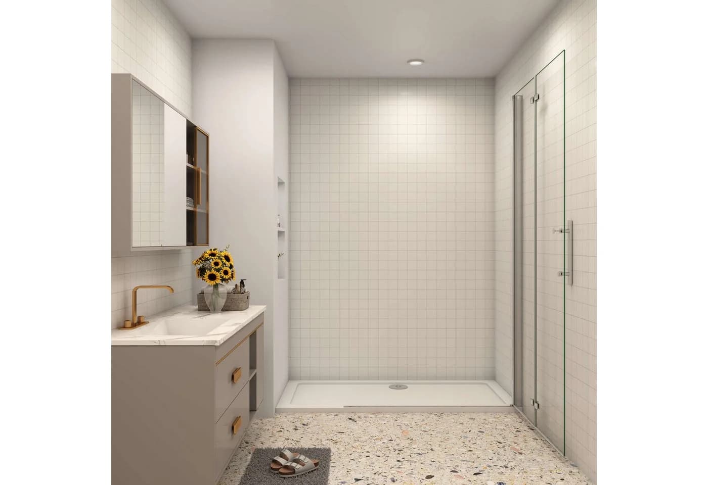 AICA Walk-in-Dusche Faltbar & Drehbar mit ESG-Sicherheitsglas - Bild 5