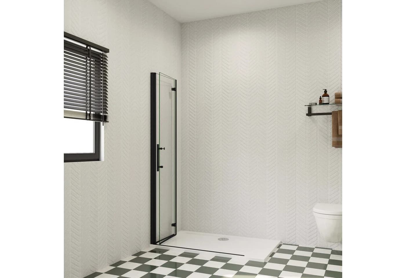 AICA Walk-in-Dusche Faltbar & Drehbar Schwarz 6mm ESG Glas - Bild 4