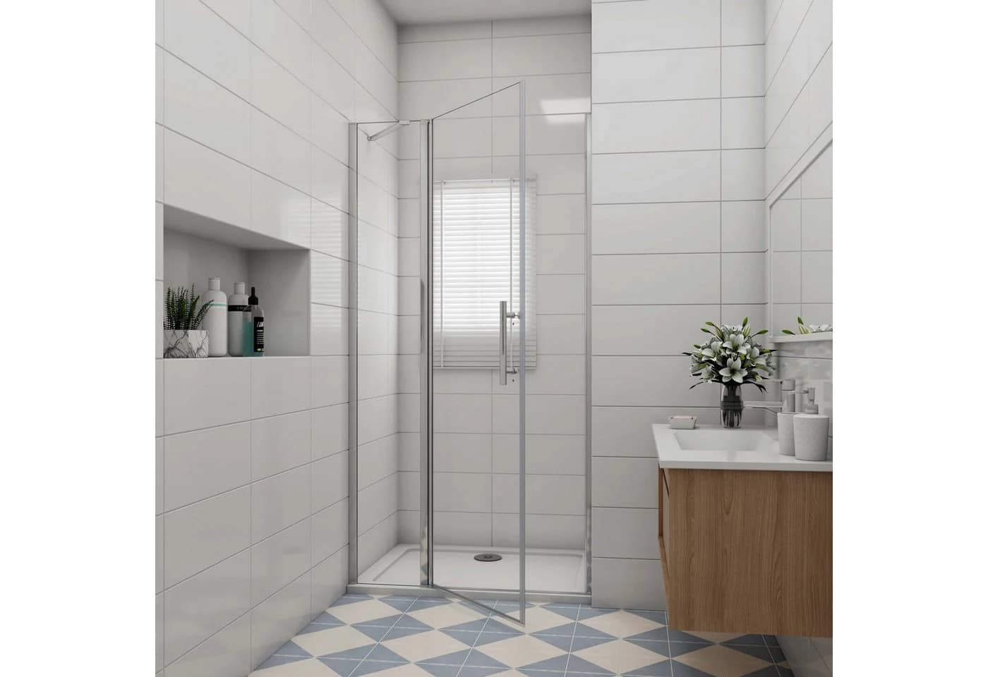 AICA Dusch-Drehtür 90x195cm ESG Glas NANO-Beschichtung Aluminium - Bild 3