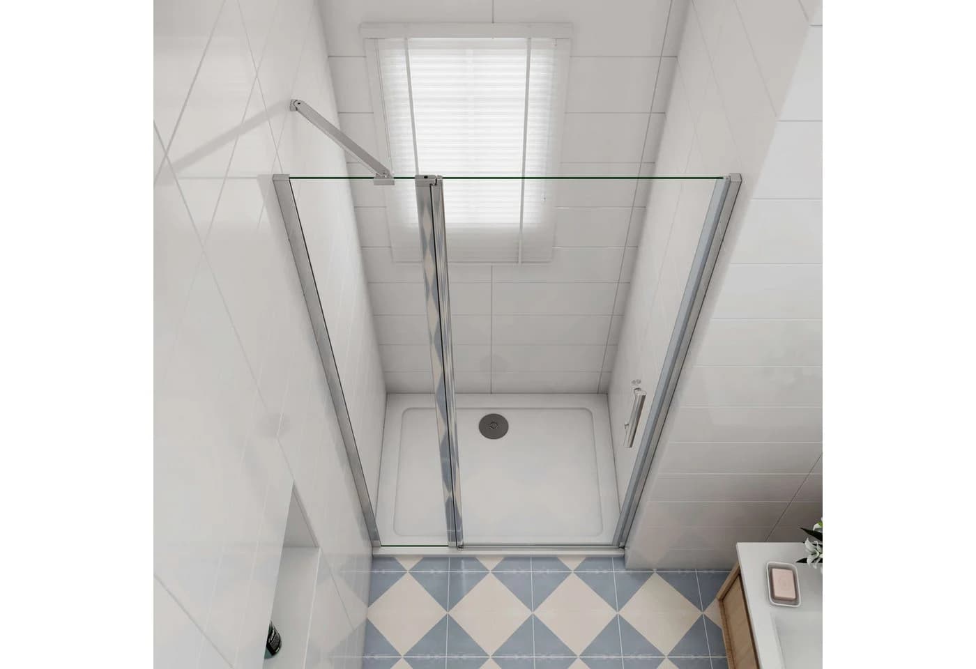 AICA Dusch-Drehtür 90x195cm ESG Glas NANO-Beschichtung Aluminium - Bild 5