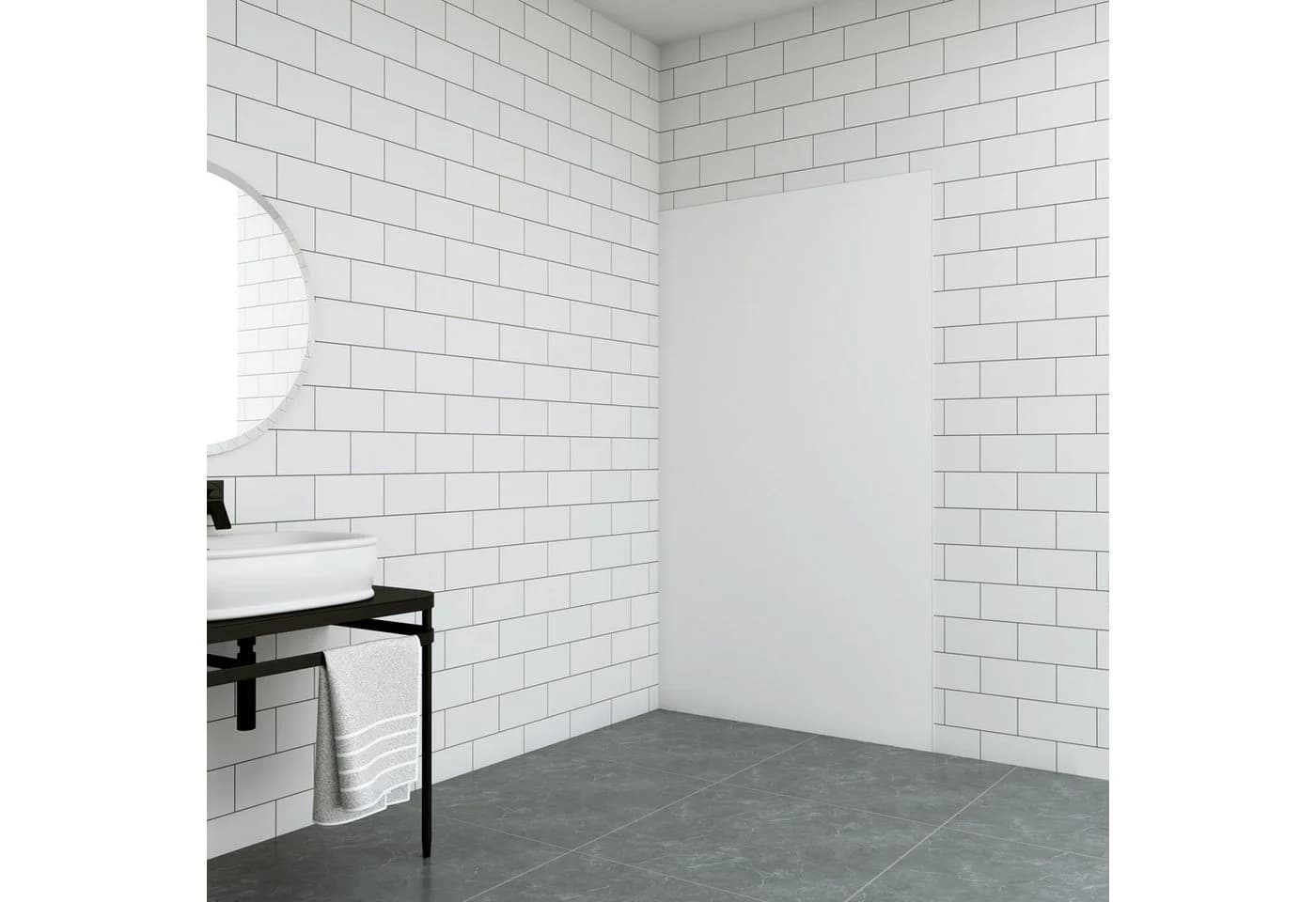 AICA Duschrückwand Weiß XPS-Hartschaum mit Aluminiumprofil