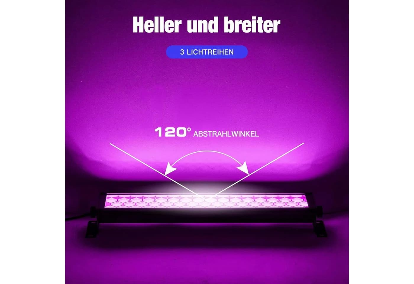 Anpro Discolicht 72W LED UV Schwarzlichtlampe mit 3 Klebebändern - Bild 4