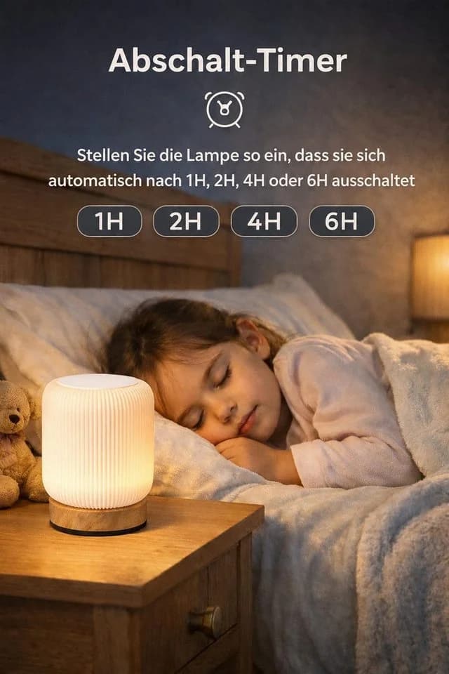 feinlux LED Nachttischlampe Weiß Touch-Steuerung USB-Akku - Bild 4