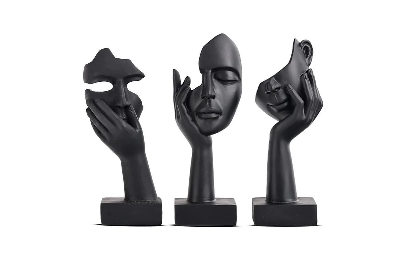 feinlux Skulptur Set 3 St. Schwarze Frauengesicht Dekoration Modern - Bild 2