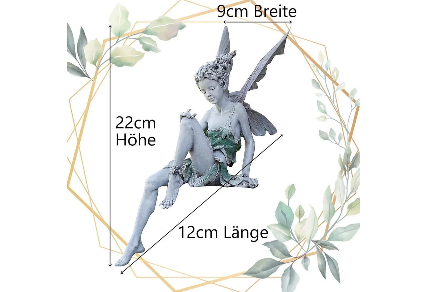 feinlux Sitzende Fee Gartendeko Figur 22 cm
