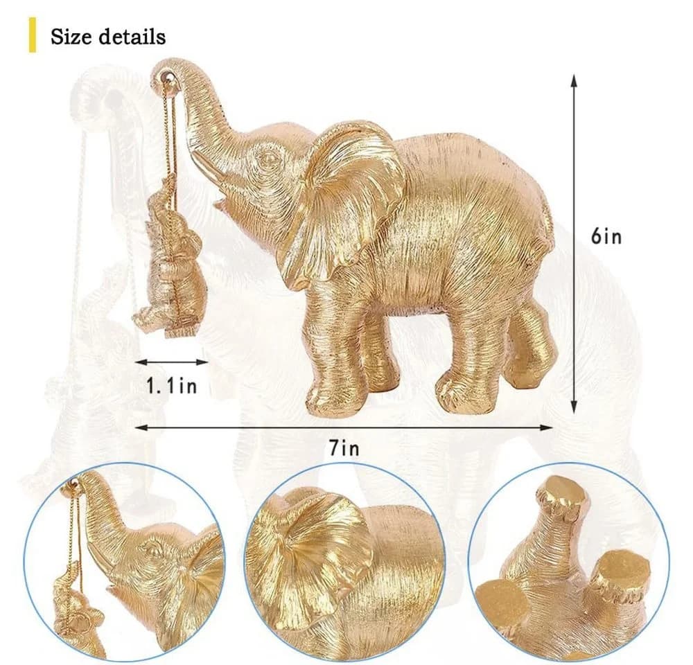 feinlux Elefanten-Statue Deko Figur Gold - Bild 5