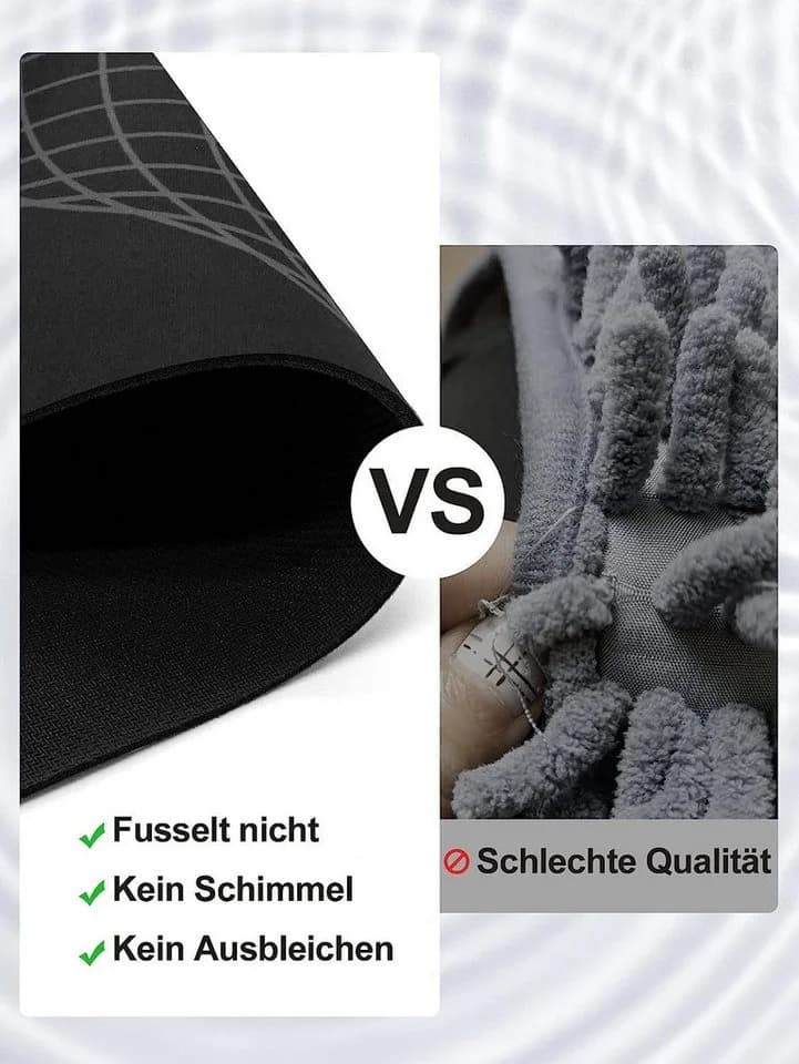 feinlux Badematte Rutschfest Schwarz 50x80cm Naturkautschuk - Bild 5