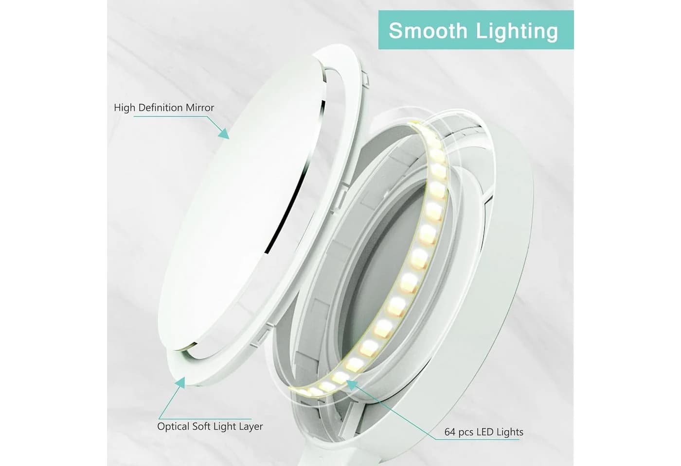 feinlux Schminkspiegel mit LED-Beleuchtung und 10-facher Vergrößerung - Bild 5