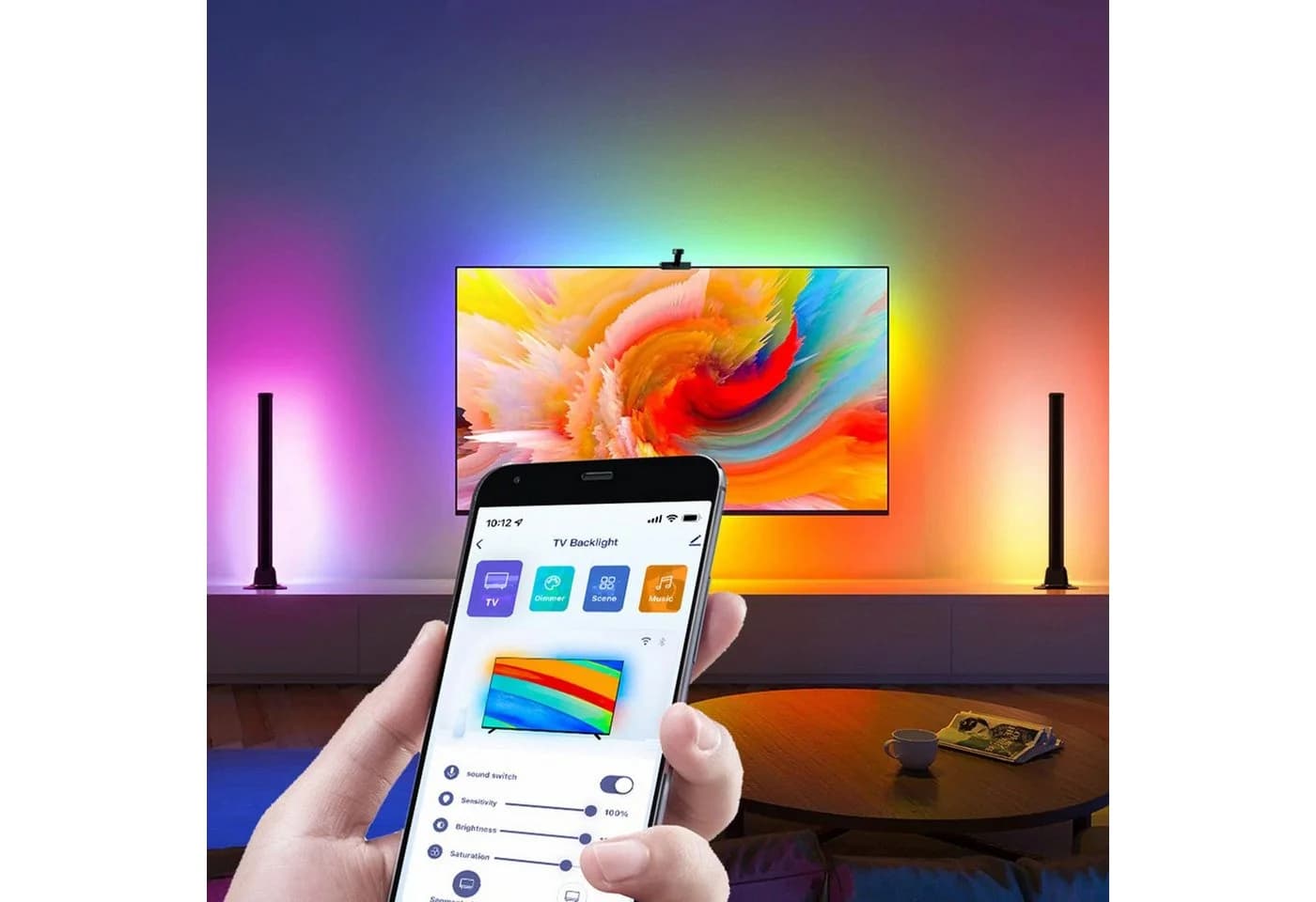 feinlux LED Stripe TV-Hintergrundbeleuchtung Smart RGBIC 3.4m