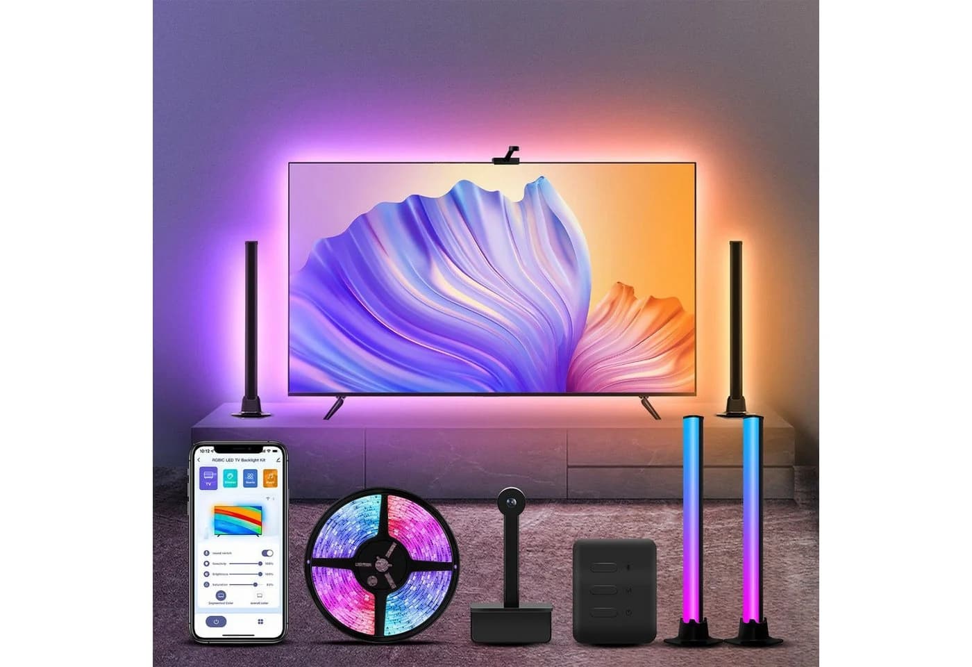 feinlux LED Stripe TV-Hintergrundbeleuchtung Smart RGBIC 3.4m - Bild 2