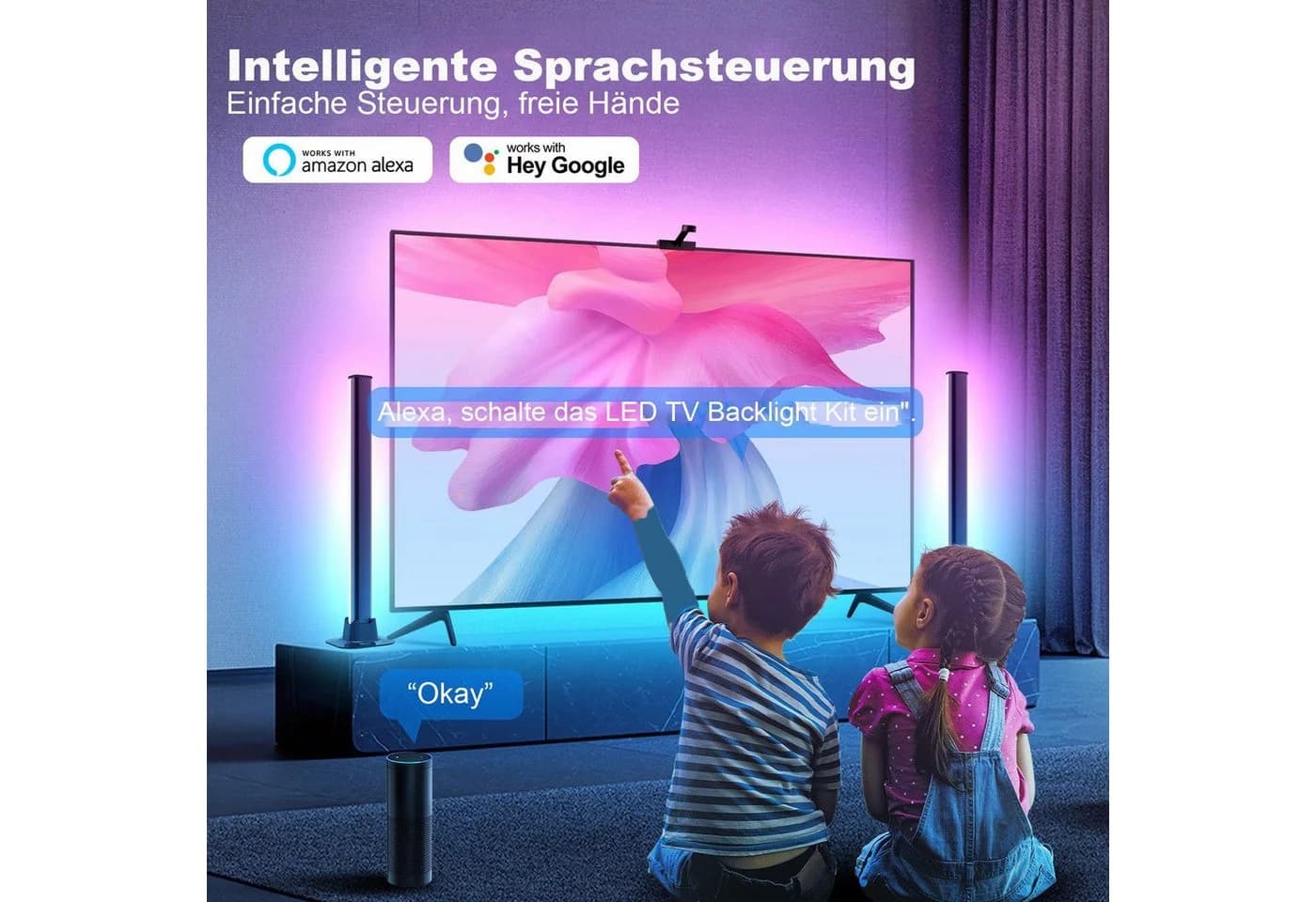 feinlux LED Stripe TV-Hintergrundbeleuchtung Smart RGBIC 3.4m - Bild 4
