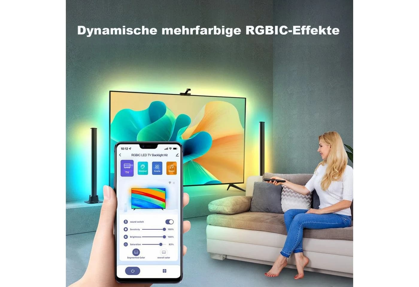 feinlux LED Stripe TV-Hintergrundbeleuchtung Smart RGBIC 3.4m - Bild 5