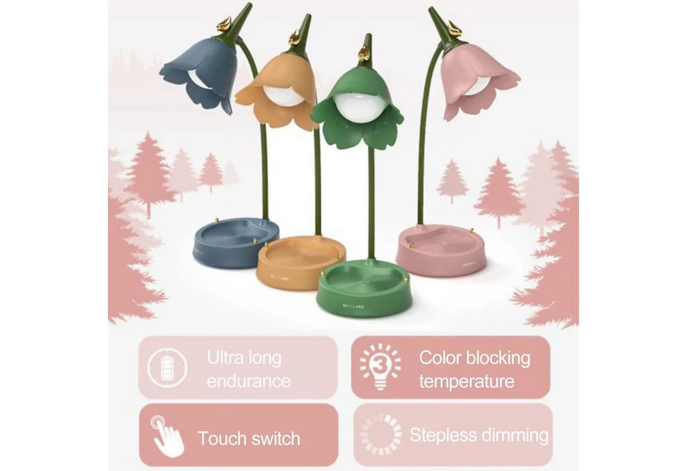 feinlux LED Schreibtischlampe Rosa mit 3 Farbtemperaturen