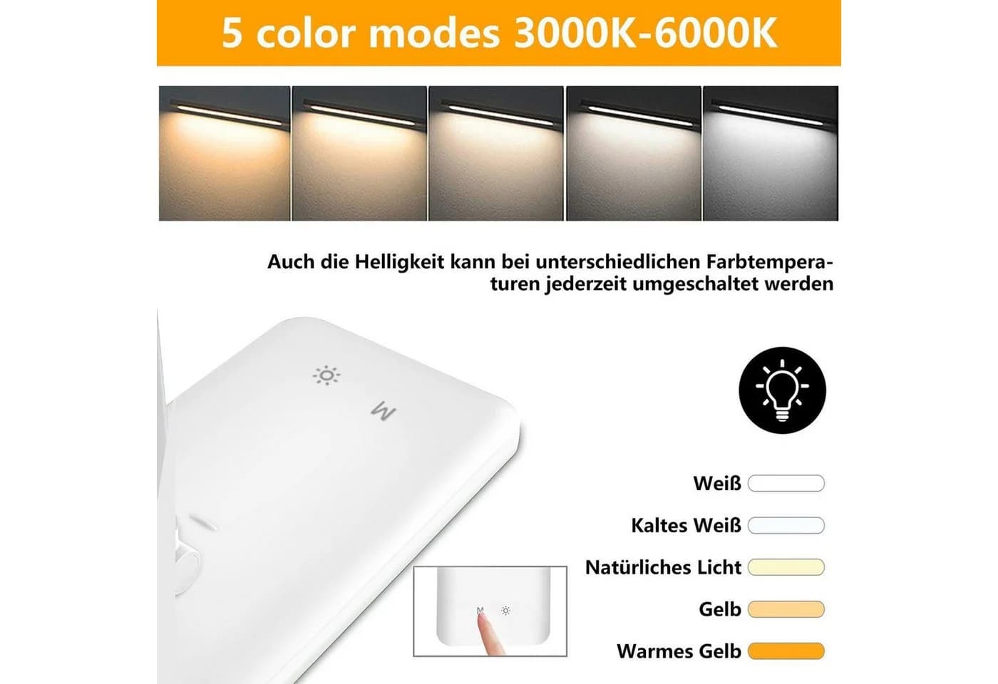 feinlux Schreibtischlampe 8W LED Dimmbar Silber - Bild 5