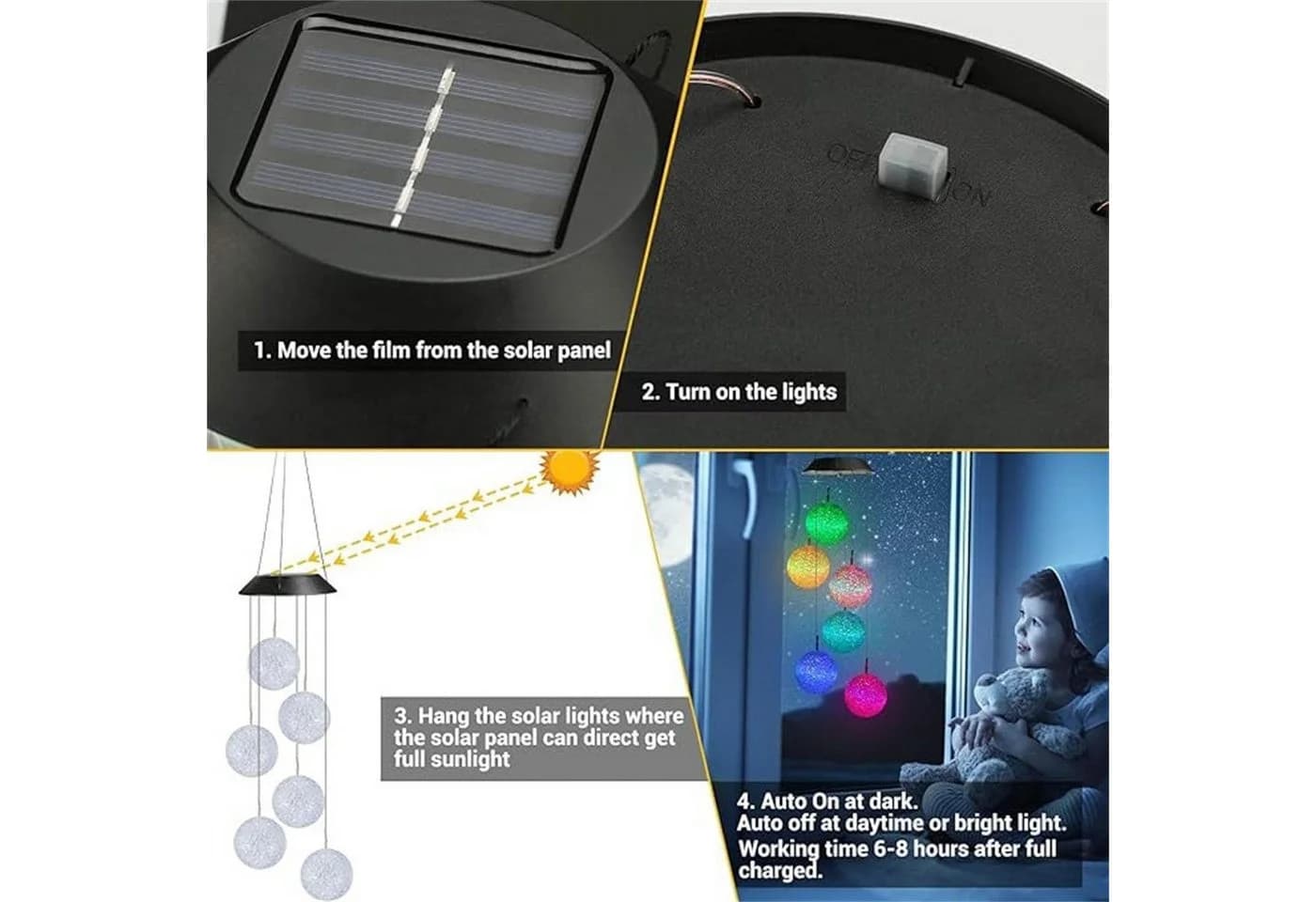 feinlux Solar-Windspiel mit LED-Farbwechsel für Garten & Terrasse - Bild 3