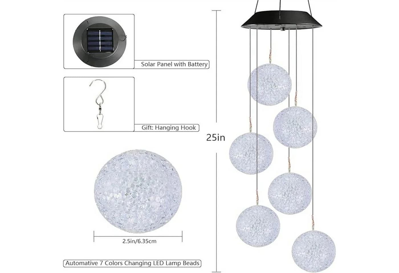 feinlux Solar-Windspiel mit LED-Farbwechsel für Garten & Terrasse - Bild 4