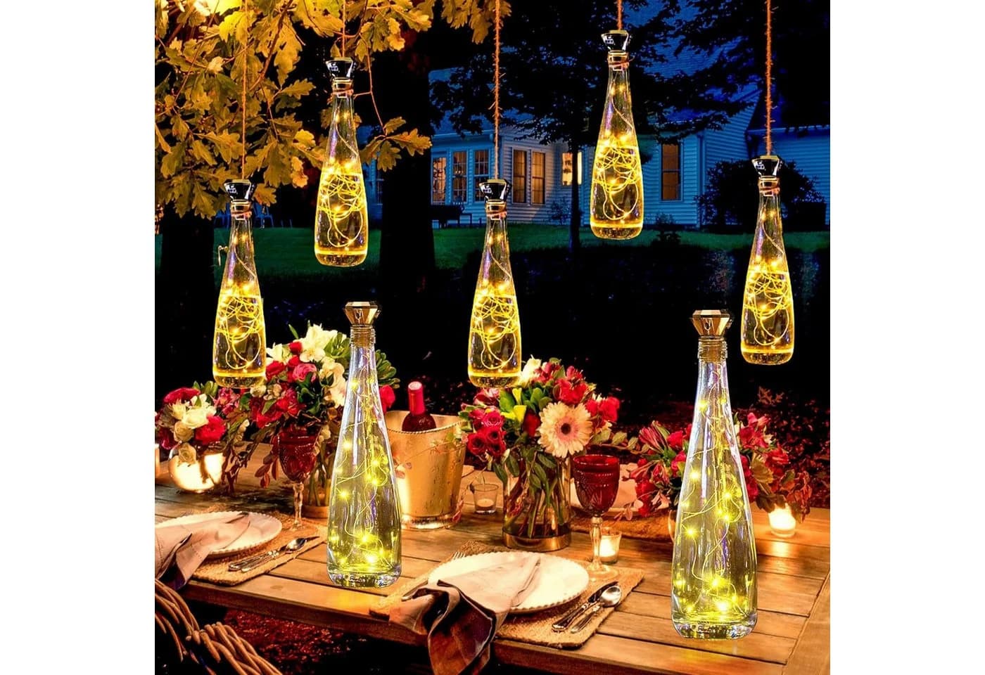 feinlux LED Solarleuchte 8 Stück Flaschenlicht mit 20 LEDs - Bild 5
