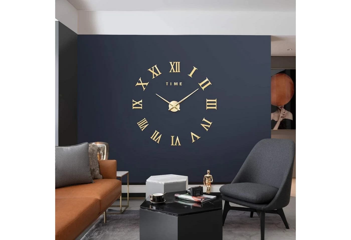 feinlux Dekorative 3D-Wanduhr Gold DIY-Rahmenlos - Bild 3