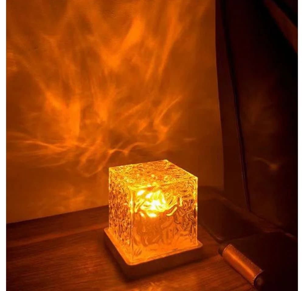 feinlux LED Nachtlicht Sternenhimmel Projektor Gelb Holz - Bild 3