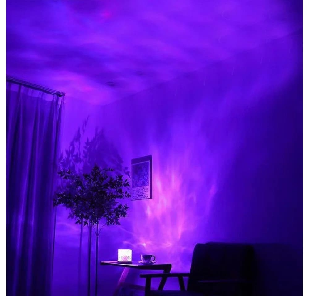 feinlux LED Nachtlicht Sternenhimmel Projektor Gelb Holz - Bild 4