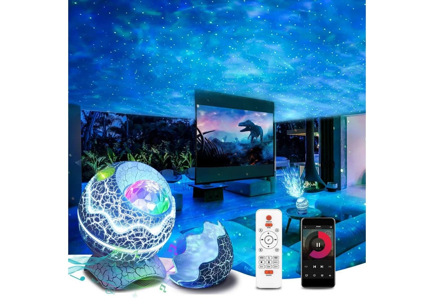 feinlux LED-Sternenhimmel Projektor mit Musikplayer und Timer - Bild 2